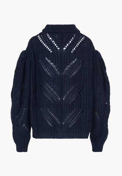 Granatowy sweter ażurowy oversize ROSSO