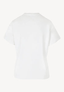 Kremowy t-shirt z logo na rękawie TISHAM