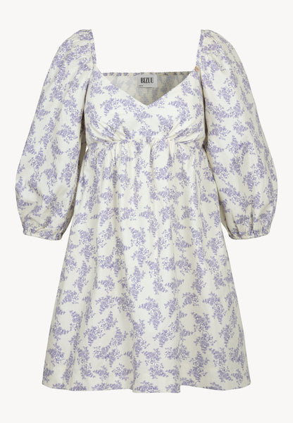 Kremowa sukienka mini w autorski print ALMAR
