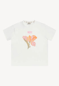 Bawełniany t-shirt z autorskim nadrukiem TISHAL kremowy