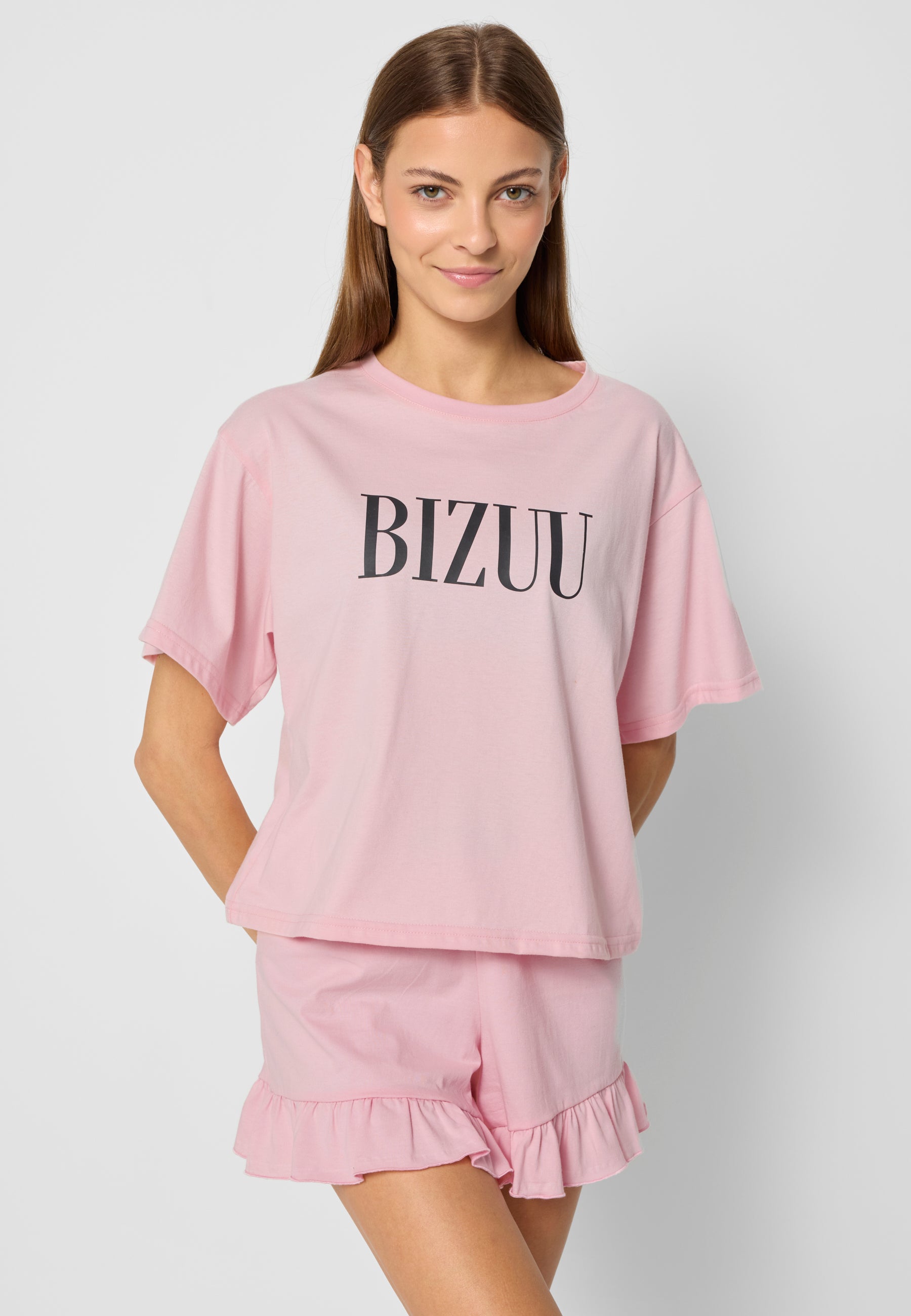 Różowa piżama z logo BIZUU