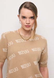 Beżowy sweter z krótkim rękawkiem AYLE
