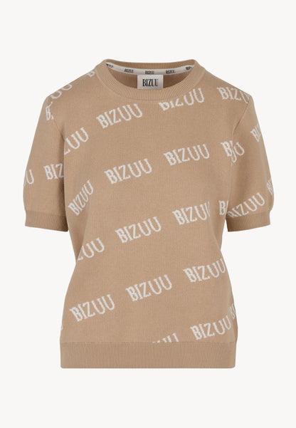 Beżowy sweter z krótkim rękawkiem AYLE