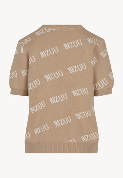 Beżowy sweter z krótkim rękawkiem AYLE