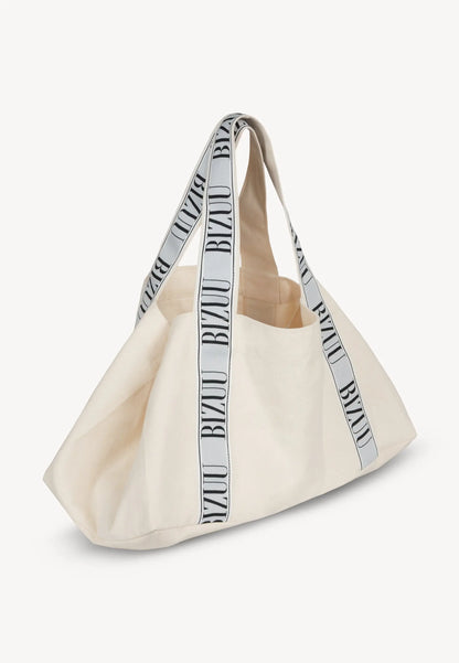 Torba mini shopper z logowanym lampasem BAGO kremowa