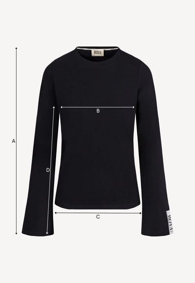 Czarny longsleeve z rozszerzonym rękawem BELUNNA