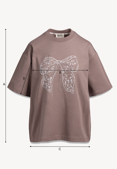 Brązowy T-shirt z kokardą BOWELLE