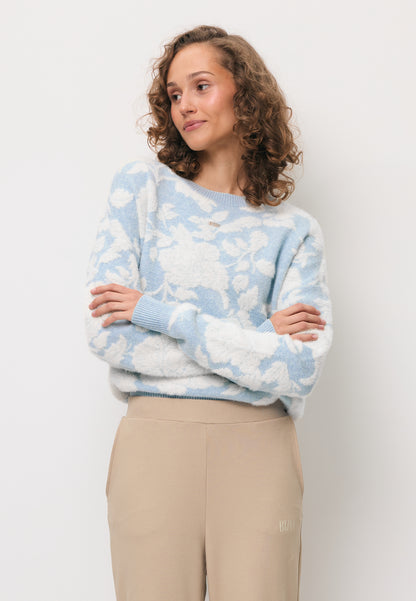 Błękitny sweter w kwiatowy wzór CANELLO