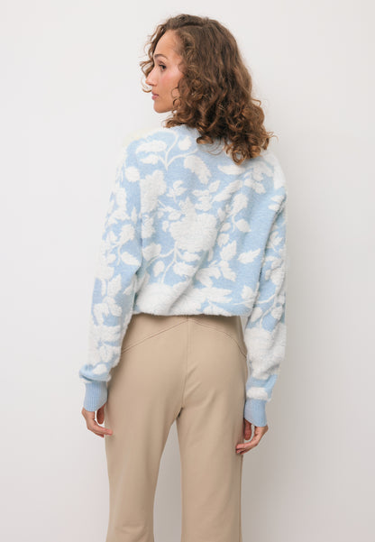 Błękitny sweter w kwiatowy wzór CANELLO