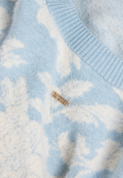 Błękitny sweter w kwiatowy wzór CANELLO