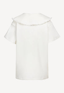 Kremowy T-shirt z ozdobnym kołnierzem CUTIE