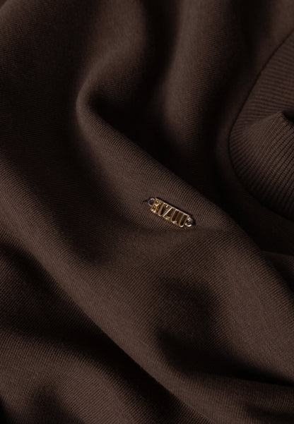 Brązowa sukienka mini z rozkloszowanym dołem FOXI
