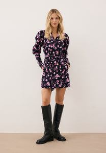 Czarna sukienka mini w kwiatowy print GEORGINA