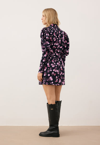 Czarna sukienka mini w kwiatowy print GEORGINA