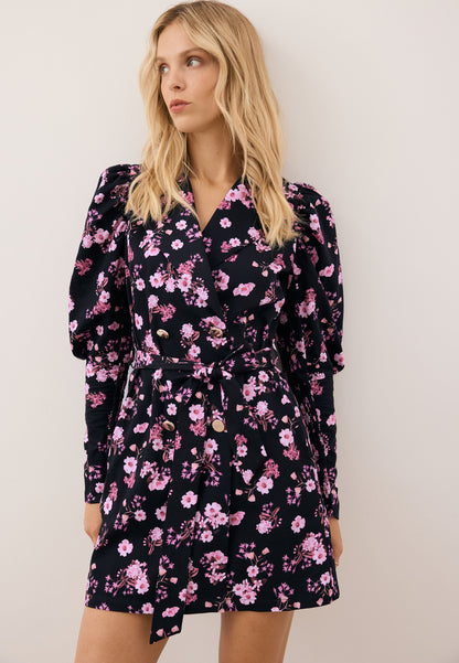 Czarna sukienka mini w kwiatowy print GEORGINA