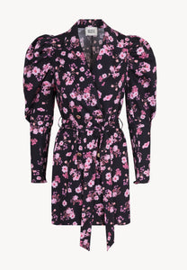 Czarna sukienka mini w kwiatowy print GEORGINA