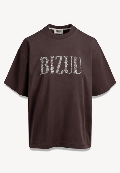 Brązowy T-shirt z logo JONI