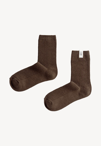 Brązowe skarpetki z wełną LANNA