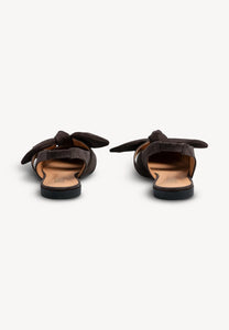 Brązowe baleriny slingback z zamszu LAZO