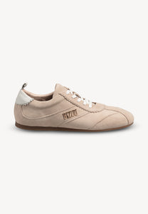 Beżowe zamszowe sneakersy damskie LEOLA
