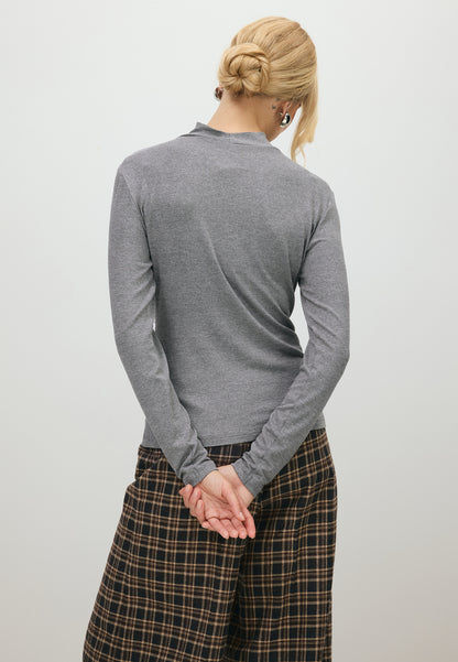 Szary longsleeve z marszczeniem LOMEA