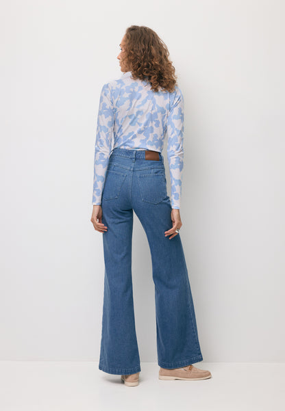 Niebieskie spodnie jeansowe flare BELINNA