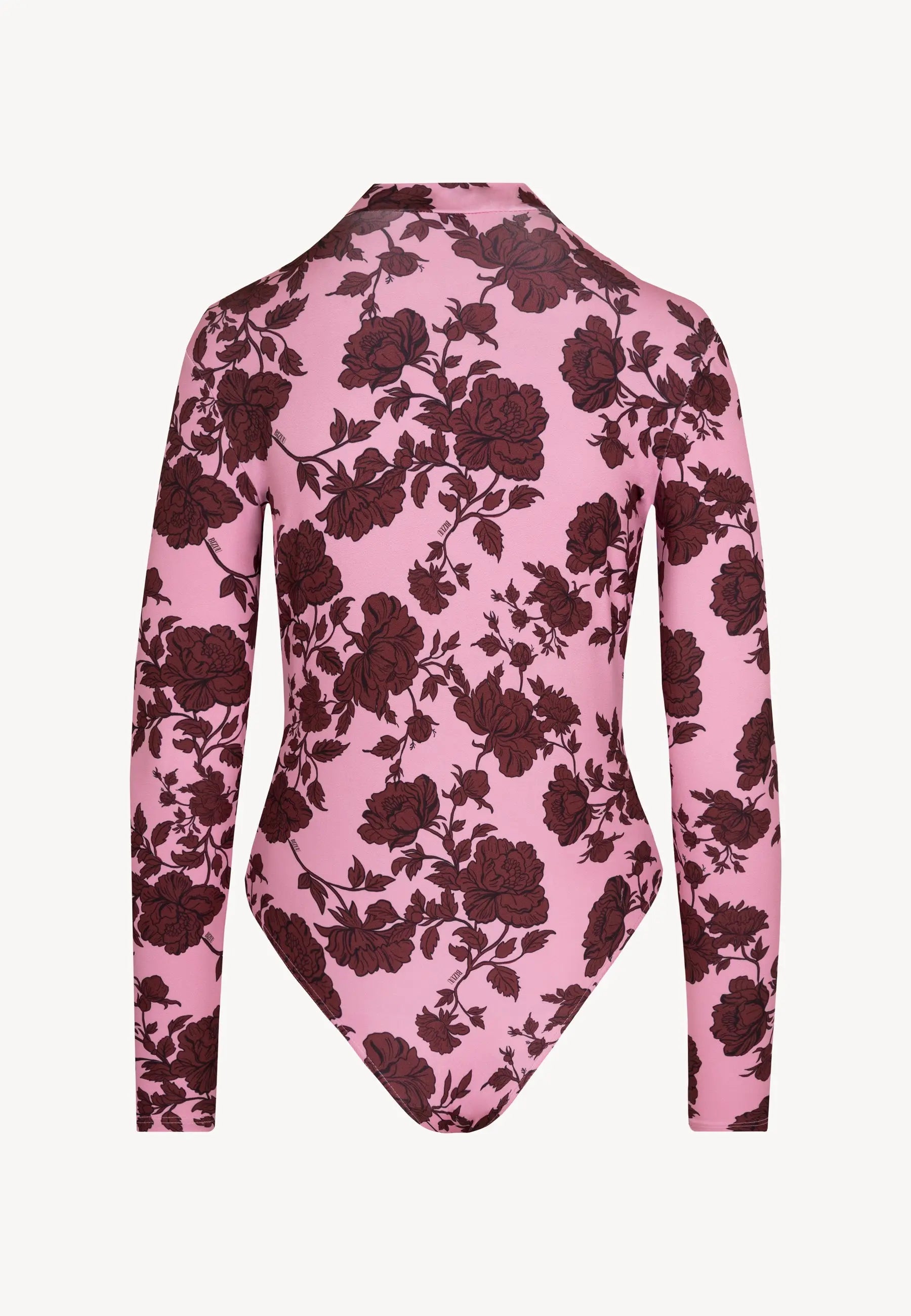 Tył różowego body LOMMA w autorski, kwiatowy print.