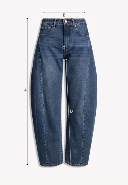 Ciemnoniebieskie jeansy LYON o kroju barrel