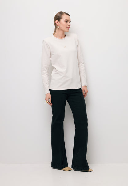 Kremowy longsleeve z poduszkami na ramionach MELISSANDRA