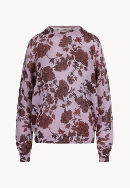 Różowy sweter z wełną w autorski print MENTON