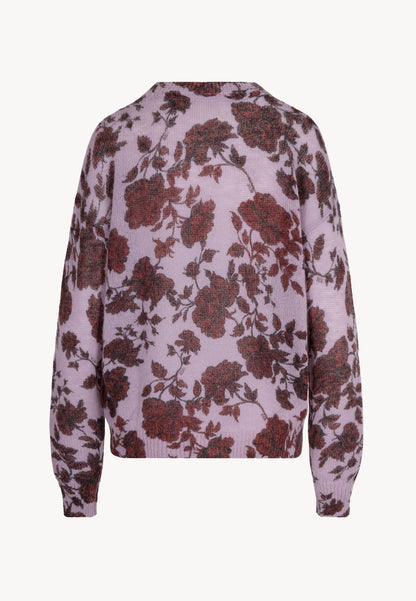 Różowy sweter z wełną w autorski print MENTON