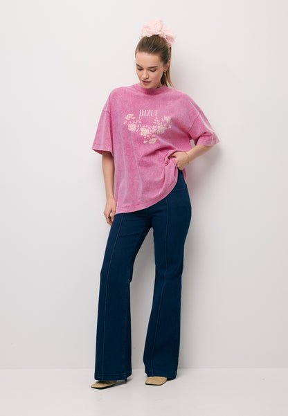 Granatowe spodnie jeansowe flare BELINNA