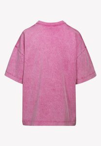 Różowy T-shirt oversize z aplikacją PAPLYS