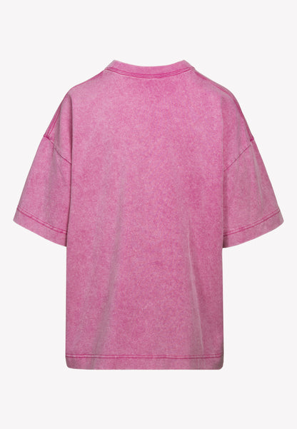 Różowy T-shirt oversize z aplikacją PAPLYS