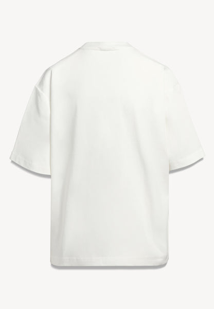 Kremowy t-shirt oversize PARADISO z logo