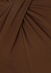 Brązowy longsleeve z ozdobnym wiązaniem PINOWA