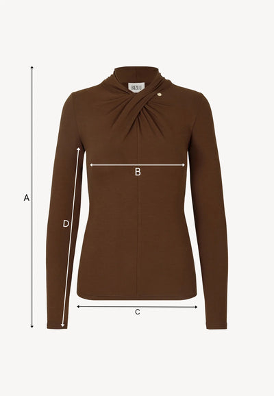 Brązowy longsleeve z ozdobnym wiązaniem PINOWA