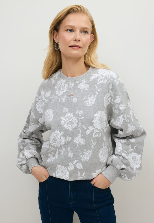 Szara bluza w kwiaty PULLA