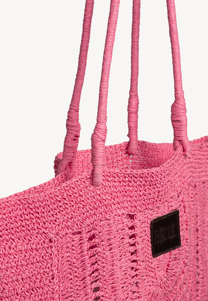 Pleciona torba shopper RAFI różowa