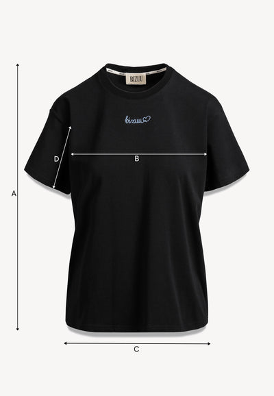 Czarny T-shirt z haftem SEYA
