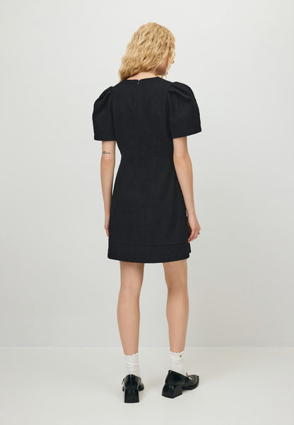 Czarna mini sukienka tweedowa TIBA