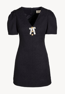 Sukienka mini z tkaniny typu tweed TIBA czarna