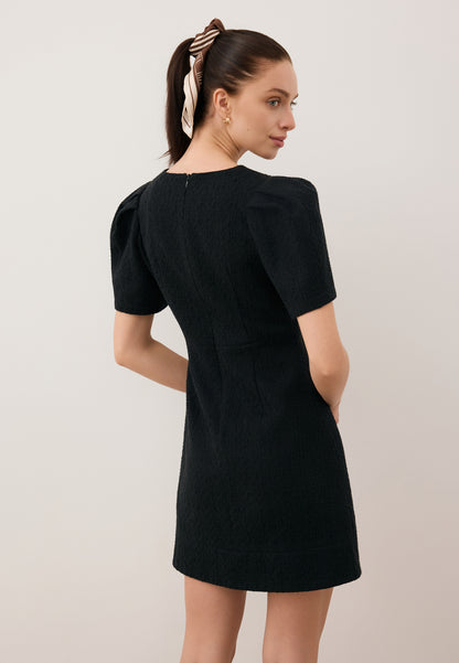 Sukienka mini z tkaniny typu tweed TIBA czarna