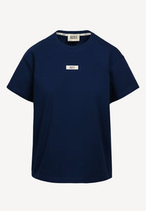 Bawełniany granatowy T-shirt z logo TISHALLE