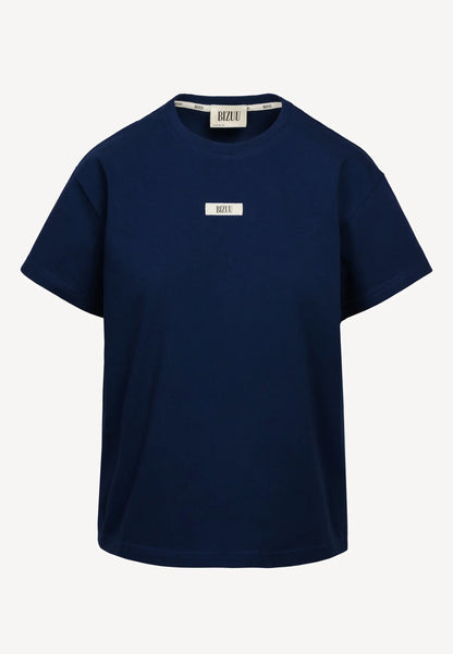 Bawełniany granatowy T-shirt z logo TISHALLE