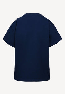 Bawełniany granatowy T-shirt z logo TISHALLE