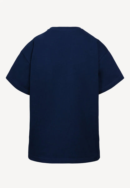 Bawełniany granatowy T-shirt z logo TISHALLE