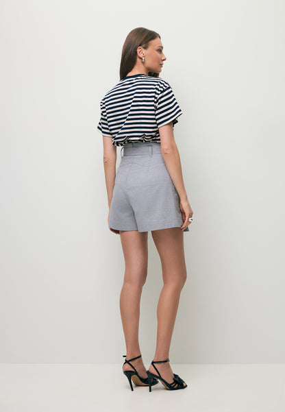 Szare szerokie spodenki z wysokim stanem KANDYS
