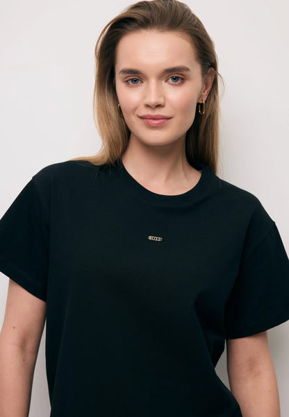 Czarny T-shirt oversize TISHAL