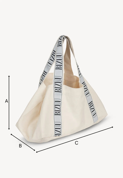 Torba mini shopper z logowanym lampasem BAGO kremowa